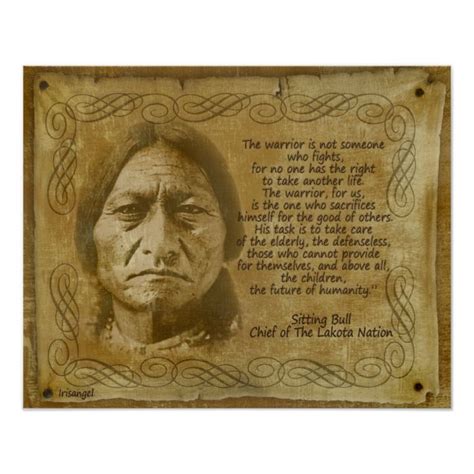 Sitting Bull Warrior Quote Rustic Print Zazzle Native American