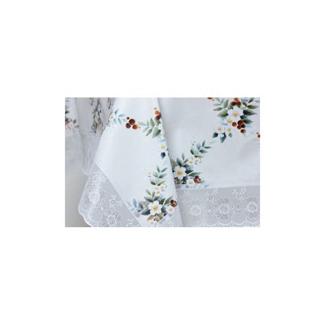 Круглая скатерть Meiwa 152 см, белый, зеленый 7556 - выгодная цена ...