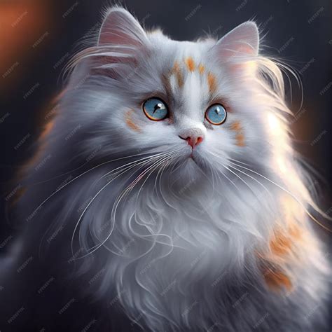 Premium Photo | A painting of a white cat with orange and white markings.