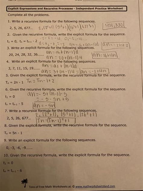 Solved Explicit Expressions And Recursive Processes Chegg