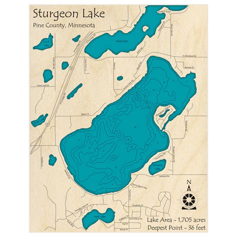 Sturgeon Lake 3D Custom Wood Map – Lake Art LLC