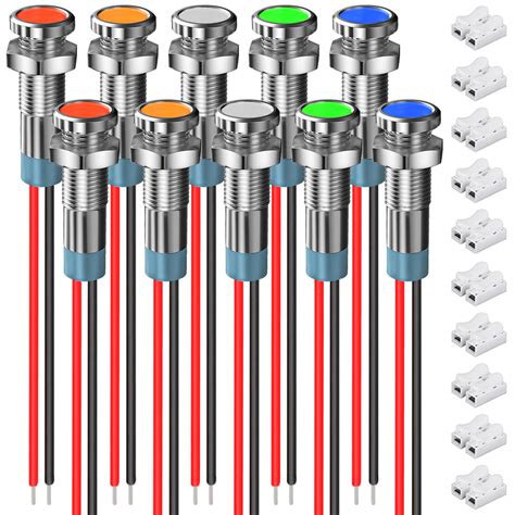 Amazon co jp Xiatiaosann 10個 6mm 12 24V LED インジケータライト 5色 緑 黄 赤 青 白