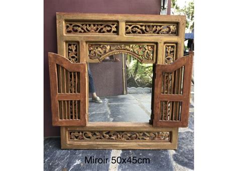 Miroir marocain en bois sculpté 90x80cm Selency Miroir marocain