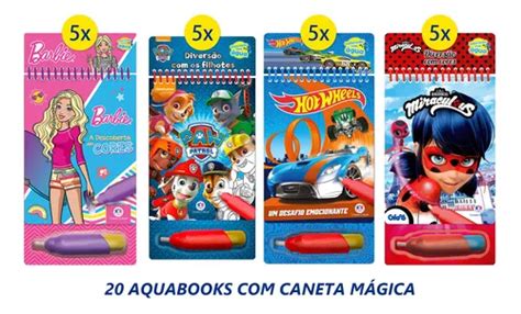 20 Livro Aquabook P Canina Hot Wheels Ladybug Barbie Atacado Frete grátis