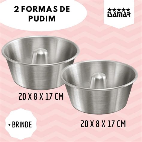 Kit 2 Formas De Pudim Pequena Em Alumínio 20x8 Brinde Mercado Livre