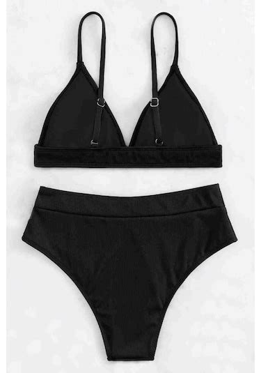 Angelsin Ayarlanabilir Askılı Üçgen Tasarım Bikini Üstü Siyah Siyah Fiyatları ve Özellikleri
