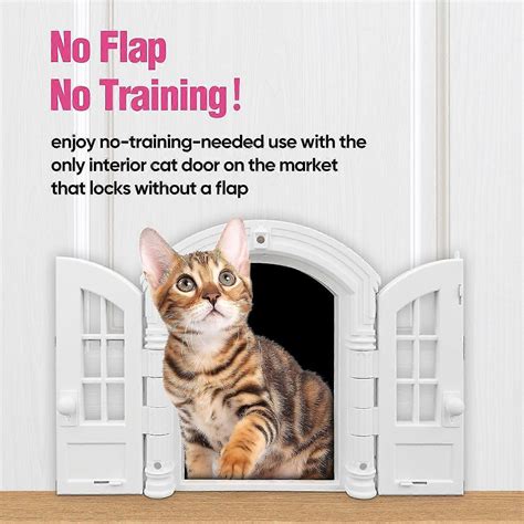 French Cat Door, Stylish No-Flap Cat Door Interior Door for Cats Up to