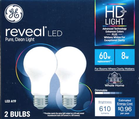 GE Reveal LED Light Bulbs, 9 Watt (60 Watt Equivalent) HD+ Light
