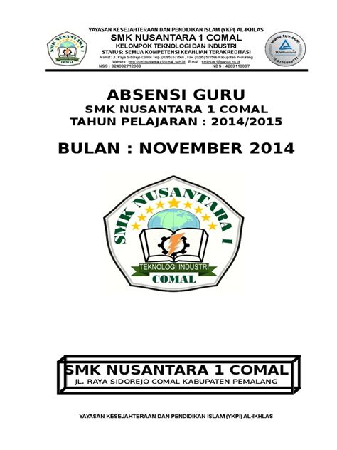 sampul absensi guru smk nusantara   perjalanan