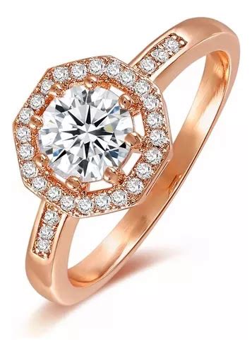 Fino Anillo Compromiso Swarovski Rose Gold 14k Lam Estuche Cuotas Sin