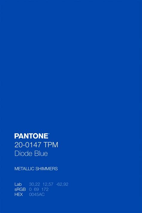 Pantone 20 0147 ТРМ Diode Blue Color Code Pantone Colour Palettes