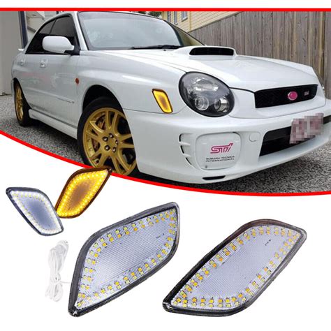 Clear LED Front Corner Side Marker Lights For 02 03 Subaru Impreza RS