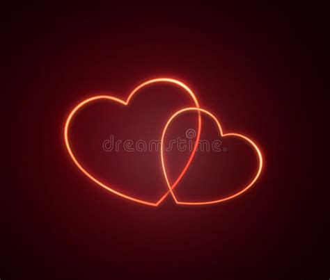 Bright Hearts Neon Sign Retro Neon Hearts Sign On Black Background