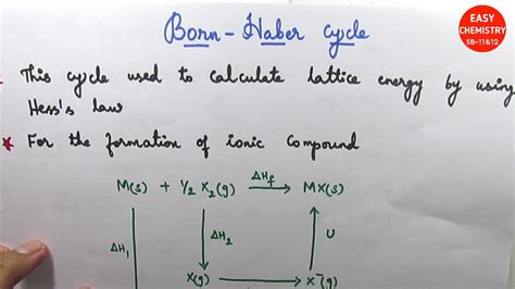 Born Haber Cycle Calculation Of Lattice Energy For Sodium Chloride Hess S Law Thermodynamics