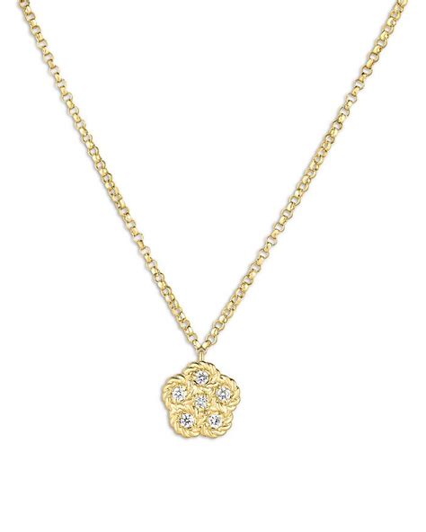 Roberto Coin 18k Yellow Gold Daisy Diamond Flower Pendant Necklace 16