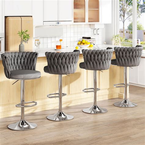 Snapklik Awqm Velvet Bar Stool Set Of Counter Height Barstools