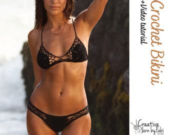 Crochet Bikini PDF Pattern With Hidden Elastic Boho Handmade Top With Shells For Summer Vacation