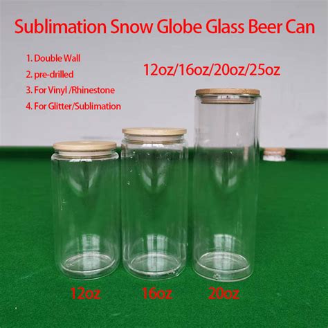 Snow Globe Sublimation Glass Beer Can Pre Drilled Wholesale In