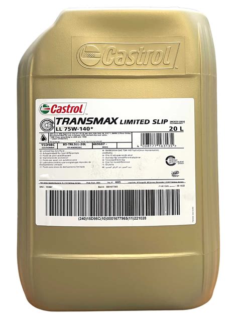 Castrol Transmax Limited Slip 75W-140 LL 20 Liter | 15D98C