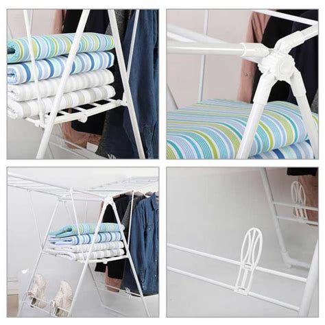 Detachable Stainless Steel Foldable Clothes Drying Rack With Wheels