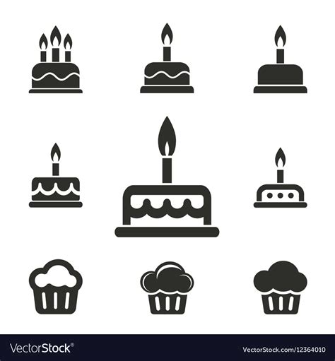 Cake Icon Set Royalty Free Vector Image Vectorstock