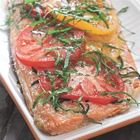 Grilled Salmon With Tomatoes And Basil Recipe