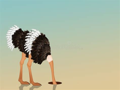 Ostrich with His Head in the Sand Stock Illustration - Illustration of