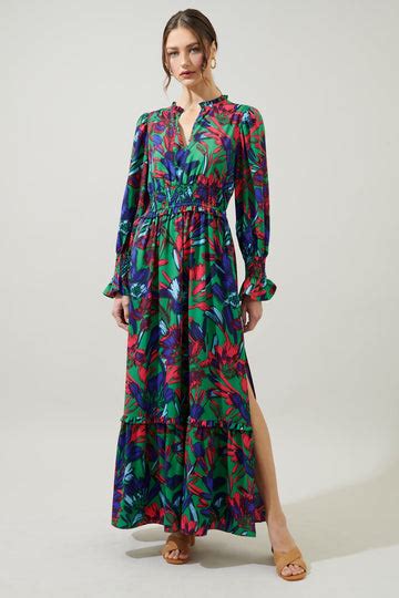 Ruya Floral Palmer Poplin Tiered Maxi Dress Sugarlips