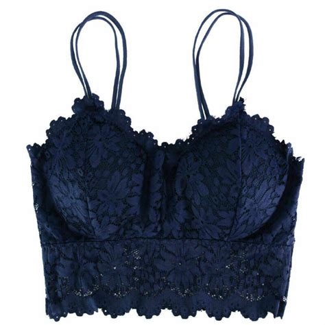 Women Sexy Bra Lingerie Lace V Neck Crochet Bralette Crop Top Cami Padded Tank EBay