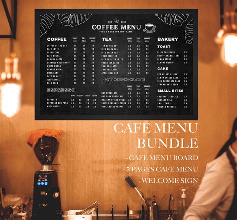Minimal Cafe Menu Board Template Bundle, Editable Cafe Menu Template