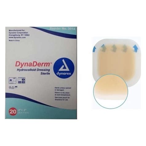 Dynarex Dynaderm Hydrocolloid Dressing Sterile 2 X 2 Box Of 20