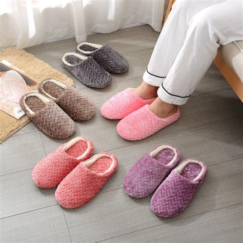 Big Clearance Comfort Coral Fleece Memory Foam Slippers Fuzzy Plush Lining Slip On Clog House