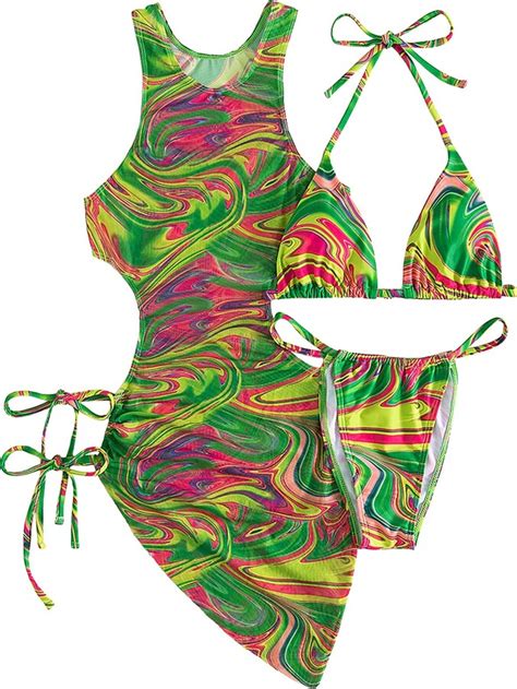 Strackvial Piece Swimsuits For Women Padded Floral Print String Bikini Bathing Suit Set Sexy
