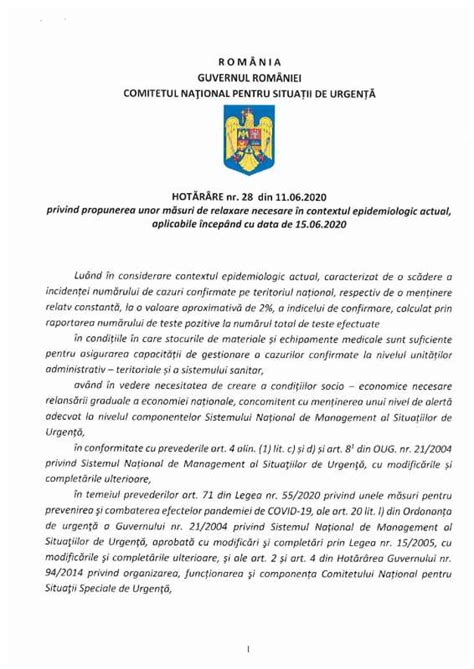 Hot R Rea Nr Din Privind Propunerea Unor M Suri De Relaxare Necesare N Contextul