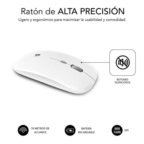 Clavier Et Souris Sans Fil Subblim Combo Blanc Pccomponentes Fr