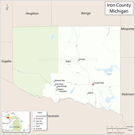 Map of Iron County, Michigan