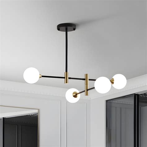 Modern Metal Hanging Chandelier Light Glass Shade Ceiling Chandelier in ...