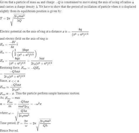 A Particle Of Mass M Charge Q Is Constrained To Move Along The Axis Of