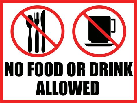 No Eating Or Drinking Sign