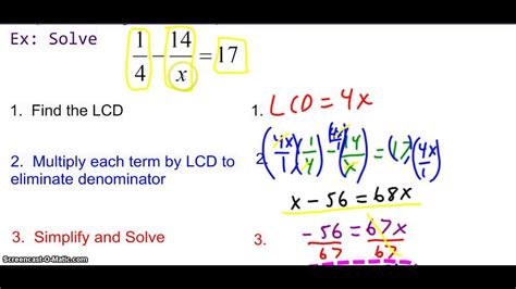 Solving Rational Equations Youtube