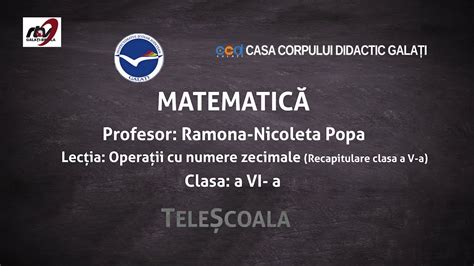 Matematica Clasa 6 Operatii Cu Numere Zecimale YouTube