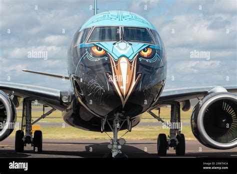 Embraer E195 E2 Airliner Named Profit Hunter Taxiing At The Farnborough