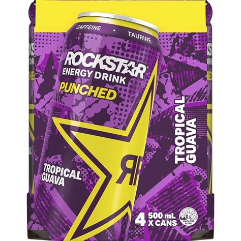 Rockstar Energy Drink Guava Energy Drink 500ml X4 Pack Woolworths