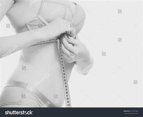 Woman Slim Girl Bra Lingerie Measure Stock Photo Edit Now