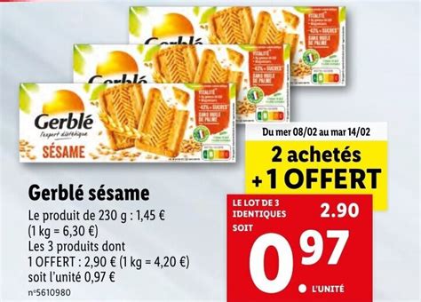 Promo Gerblé sésame chez Lidl