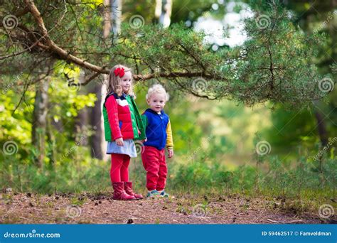 Дети в парке осени стоковое изображение. изображение насчитывающей ...