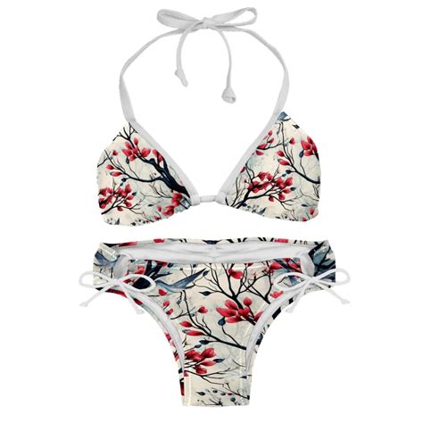 Tree Detachable Sponge Adjustable Strap Bikini Set Two Pack Swimsuit Suit Beach Pool Party