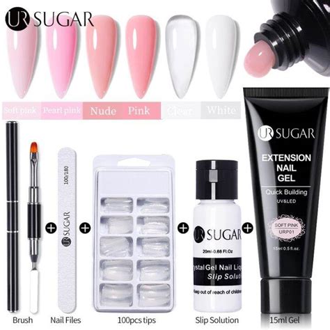 UR SUGAR Ml Nail Extension Gel Kit Quick Building Hard Gel Acrylic Crystal White Nude Gel Nail