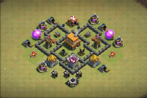 Clash Of Clans Town Hall Level 4 Defense Layout