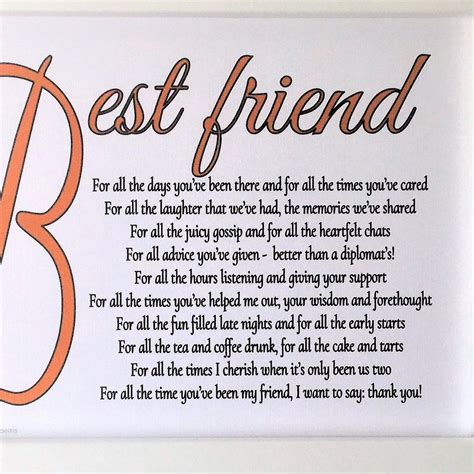 Personalised Best Friend Birthday Poem T Etsy